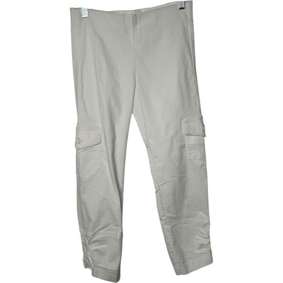 Elliot Lauren White Cargo Pull On Cropped Pants Size 2 Classic Minimalist - Picture 1 of 12